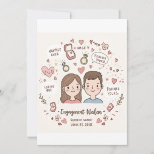 Cartes Pour Fêtes Annuelles Doodof Love : Fiançailles personnalisé