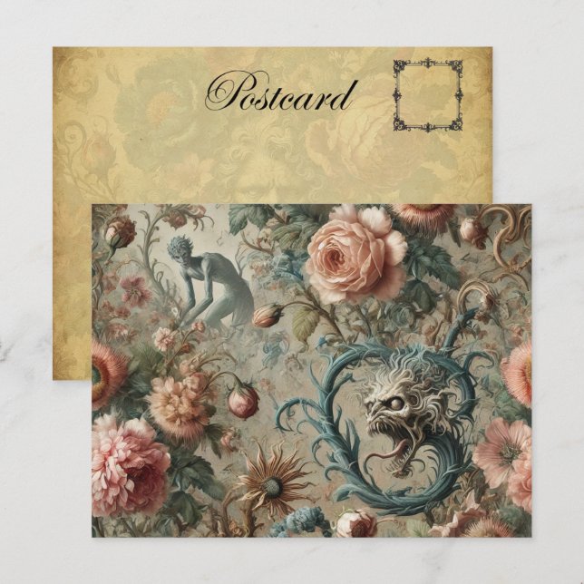 Cartes Pour Fêtes Annuelles Doom habitable - Gothique victorien design floral (Devant / Derrière)