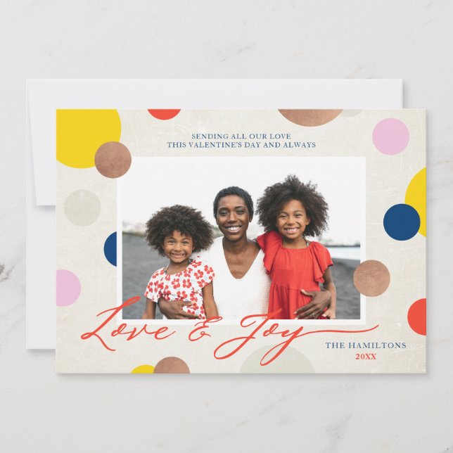 Cartes Pour Fêtes Annuelles Dottie Love and Joy Family Photo Saint Valentin (Devant)