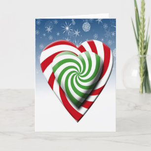 Cartes Pour Fêtes Annuelles Double coeur Sucre de canne Couleur de Noël Flocon