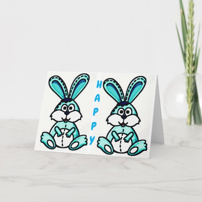 CARTES POUR FÊTES ANNUELLES DOUBLER LES BUNNIES AVEC DES SOUHAITS DOUBLES POUR (Devant)