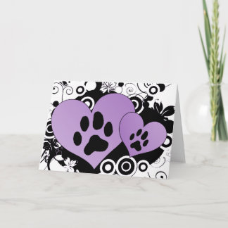 Cartes Pour Fêtes Annuelles Doubles coeurs de Valentine de patte - pourpre