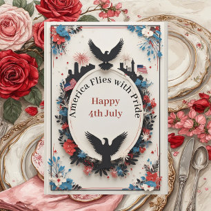 Cartes Pour Fêtes Annuelles Douce Ivoire Américaine Liberté Aigle Américain Pa