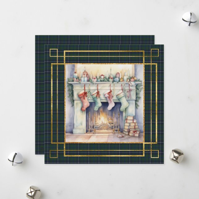Cartes Pour Fêtes Annuelles Douglas Modern Scottish Tartan Christmas  (Devant/Arrière en situation)