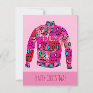 Cartes Pour Fêtes Annuelles Douille de Noël moche personnalisée rose