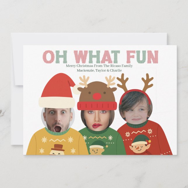Cartes Pour Fêtes Annuelles Douleur de Noël moche Visage drôle Personnalisé (Devant)