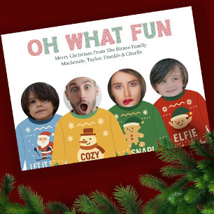Cartes Pour Fêtes Annuelles Douleur de Noël moche Visage drôle Personnalisé