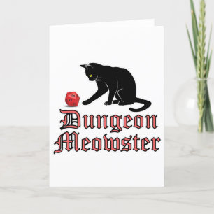 Cartes Pour Fêtes Annuelles Doungeon Meowster Drôle RPG Chat avec dés