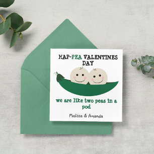 Cartes Pour Fêtes Annuelles Doux Deux Pois Dans Un Pod Hap-Pea Valentines Jour