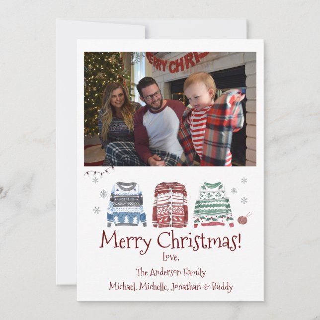 Cartes Pour Fêtes Annuelles Doux moche Joyeux Noël avec photo (Devant)