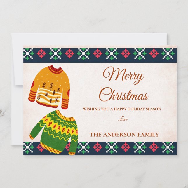 Cartes Pour Fêtes Annuelles Doux moche Motif Joyeux Noël (Devant)