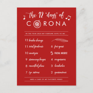 Cartes Pour Fêtes Annuelles Douze jours amusants de Corona Rouge blanc moder