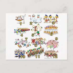 Cartes Pour Fêtes Annuelles douze jours chansons de noël dessin animé