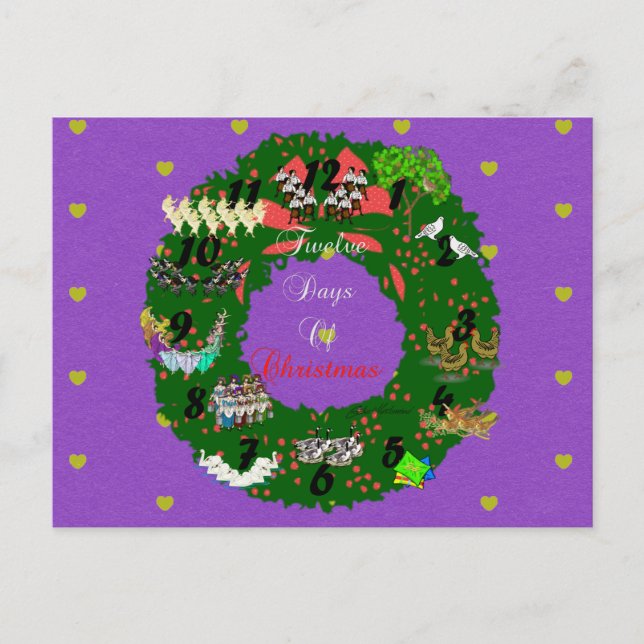 Cartes Pour Fêtes Annuelles Douze jours de Noël (Devant)
