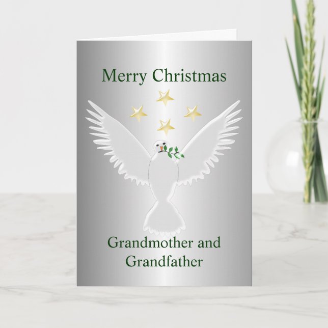 Cartes Pour Fêtes Annuelles Dove De Paix Grand-Parents Noël (Devant)