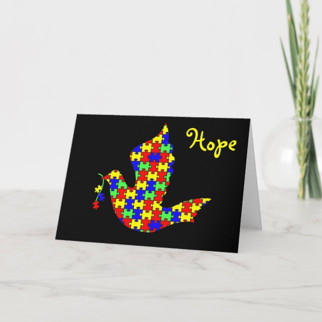 Cartes Pour Fêtes Annuelles Dove of Hope - Autism Puzzle Pièces (Devant)