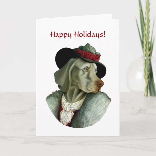 Cartes Pour Fêtes Annuelles DR027 Weimaraner, bonnes fêtes ! (Devant)