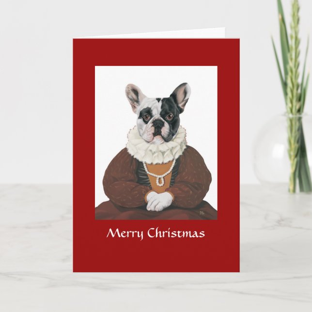 Cartes Pour Fêtes Annuelles DR030 bouledogue français, Joyeux Noël (Devant)