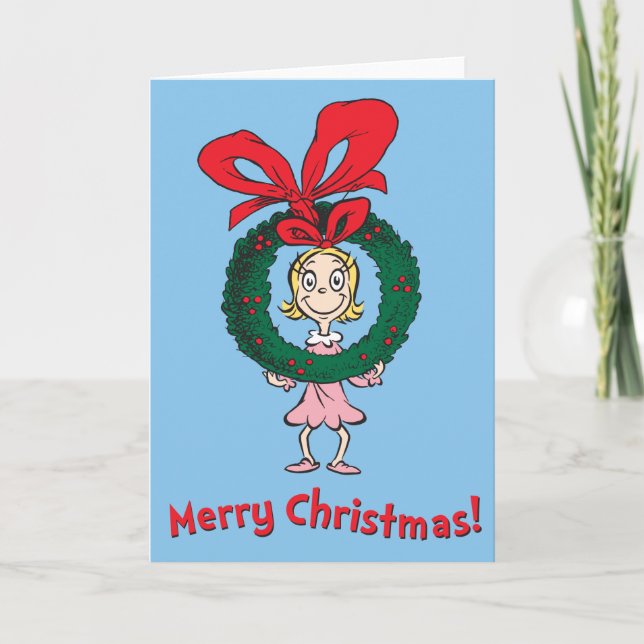 Cartes Pour Fêtes Annuelles Dr Seuss | Cindy-Lou Who - Wreath (Devant)