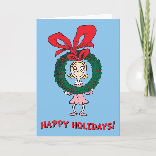 Cartes Pour Fêtes Annuelles Dr Seuss | Cindy-Lou Who - Wreath (Devant)