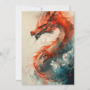 Cartes Pour Fêtes Annuelles Dragon Chinois En Encre Et Aquarelle