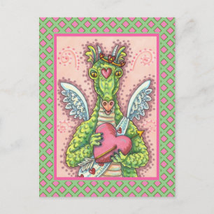 CARTES POUR FÊTES ANNUELLES DRAGON CUPIDE, COEUR ET FLÈCHE IMAGINAIRE VALENTIN