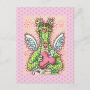 CARTES POUR FÊTES ANNUELLES DRAGON CUPIDE, COEUR ET FLÈCHE IMAGINAIRE VALENTIN
