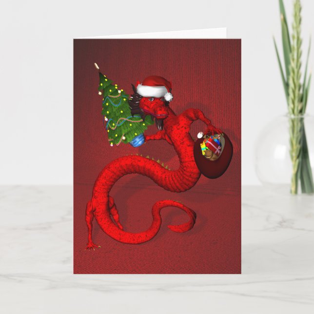 Cartes Pour Fêtes Annuelles Dragon de Noël (Devant)