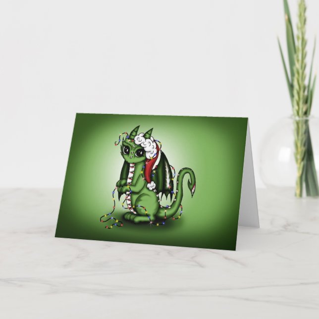 Cartes Pour Fêtes Annuelles Dragon de Noël (Devant)