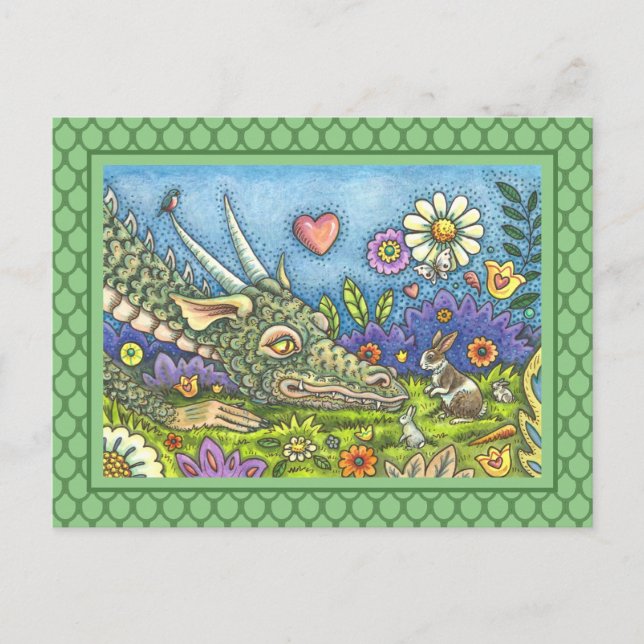 Cartes Pour Fêtes Annuelles DRAGON DE PÂQUES CONVIVIAL SUR BUNNY TRAIL Imagina (Devant)