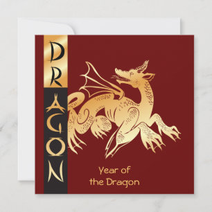 Cartes Pour Fêtes Annuelles Dragon d'or et bannière