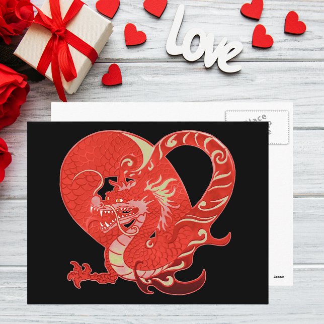 Cartes Pour Fêtes Annuelles Dragon Heart Valentine (Dragon Heart Valentine Holiday Postcard)