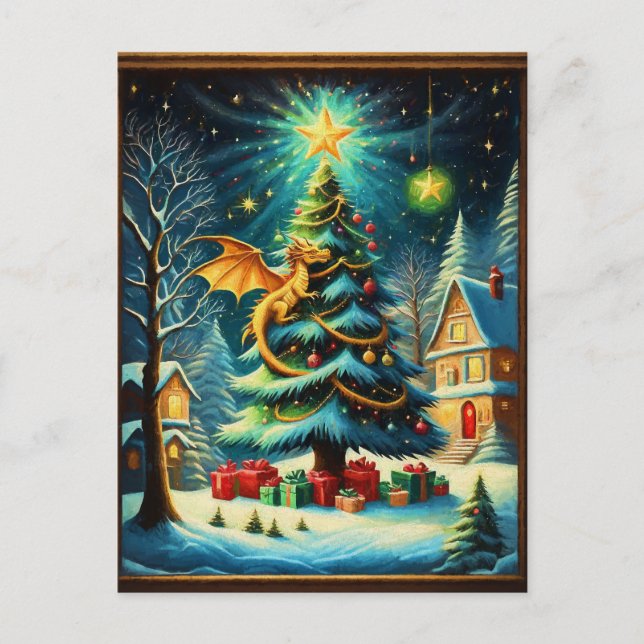 Cartes Pour Fêtes Annuelles Dragon le soir de Noël ai (Devant)