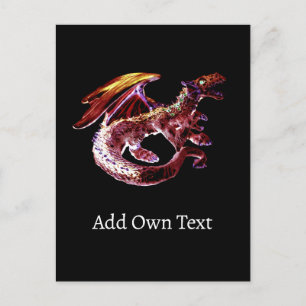 Cartes Pour Fêtes Annuelles Dragon Rouge Rubis Fantaisie Ardente Créature Myth