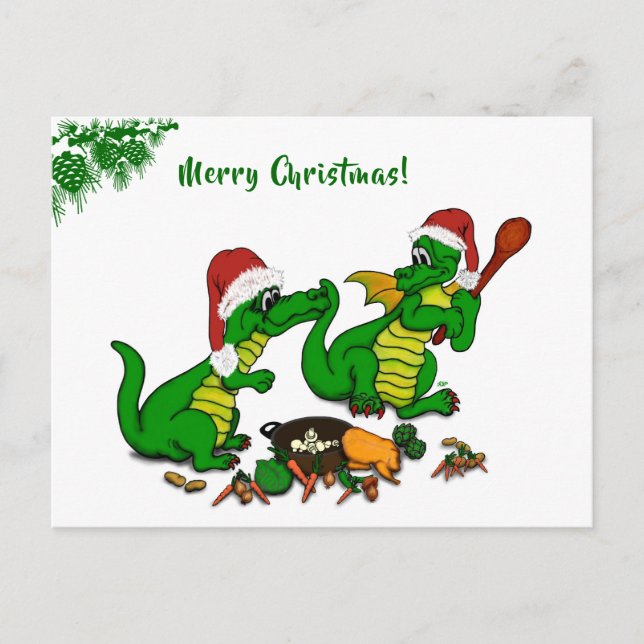Cartes Pour Fêtes Annuelles Dragons - Joyeux Noël ! - aujourd'hui je vais cuis (Devant)