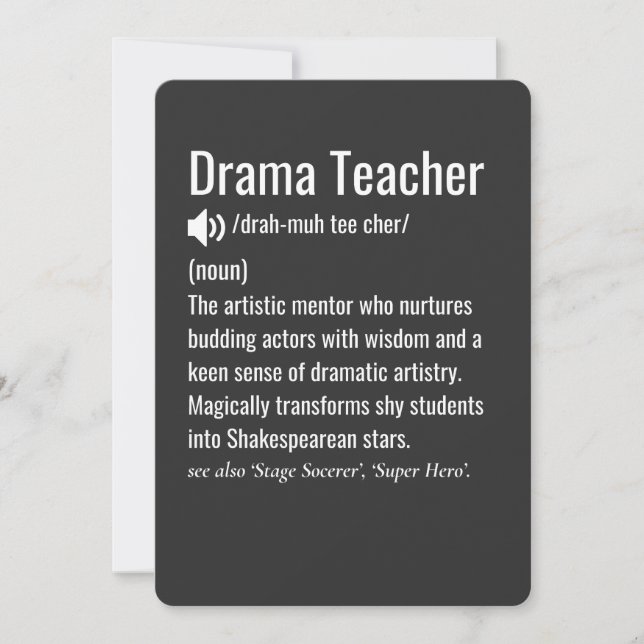 Cartes Pour Fêtes Annuelles Drama Teacher  (Devant)