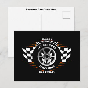 Cartes Pour Fêtes Annuelles Drapeau à damier de course Joyeux anniversaire Occ