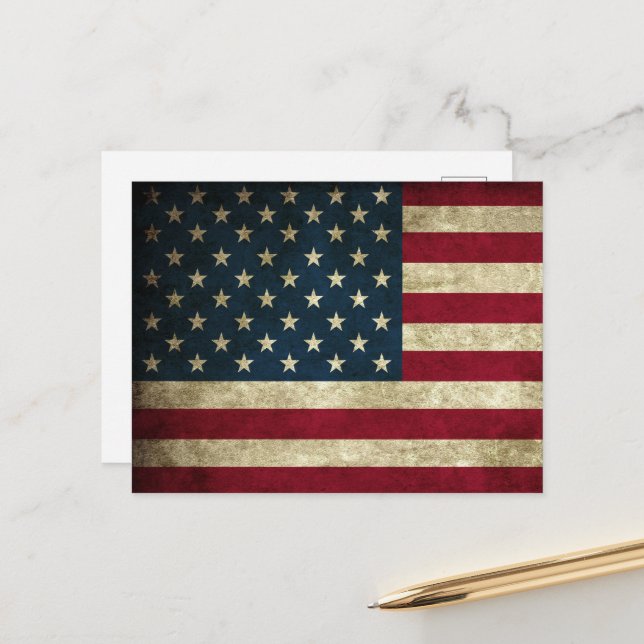 Cartes Pour Fêtes Annuelles Drapeau américain (Devant/Arrière en situation)