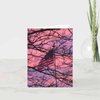 Cartes Pour Fêtes Annuelles Drapeau américain au coucher du soleil Sympathie