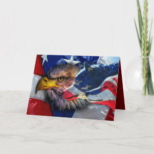 Cartes Pour Fêtes Annuelles Drapeau américain de loup d'aigle chauve Patriotiq