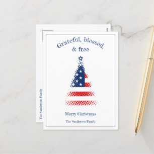 Cartes Pour Fêtes Annuelles Drapeau américain moderne sapin de Noël Patriotiqu
