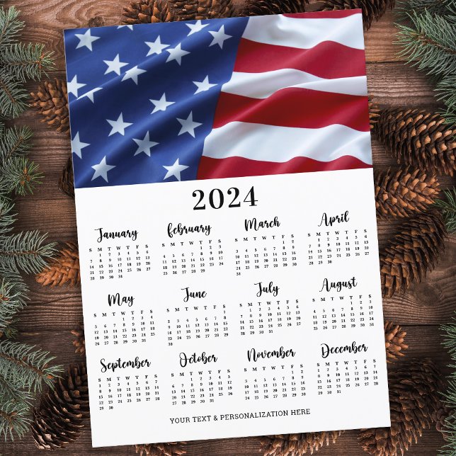 Cartes Pour Fêtes Annuelles Drapeau américain patriotique 12 mois Calendrier (Créateur téléchargé)