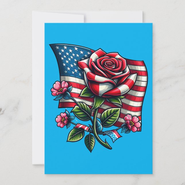 Cartes Pour Fêtes Annuelles Drapeau américain rose Patriotique Art (Devant)