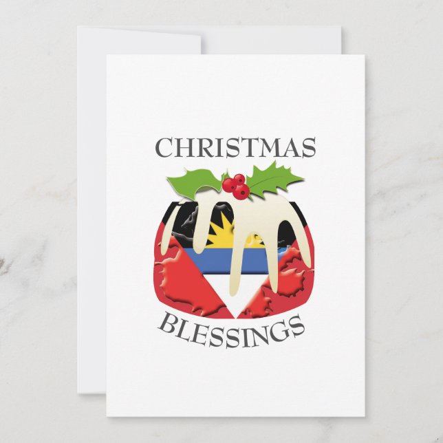 Cartes Pour Fêtes Annuelles DRAPEAU ANTIGUA | Pudding de Noël | Festive (Devant)