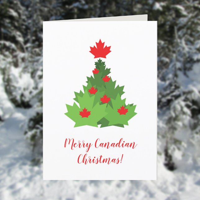 Cartes Pour Fêtes Annuelles Drapeau canadien Joyeux sapin de Noël (Créateur téléchargé)