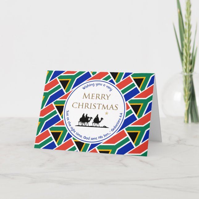 Cartes Pour Fêtes Annuelles DRAPEAU D'AFRIQUE DU SUD Trois MZANSI (Devant)