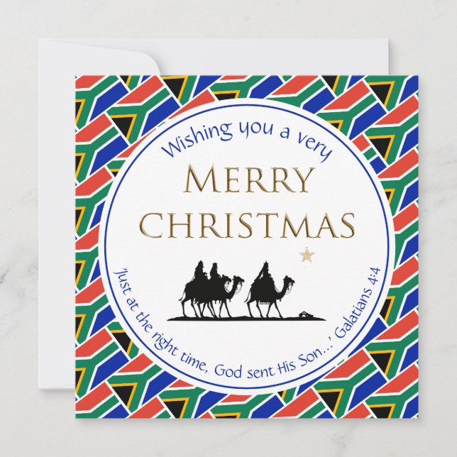 Cartes Pour Fêtes Annuelles DRAPEAU D'AFRIQUE DU SUD Trois Sages Noël (Devant)