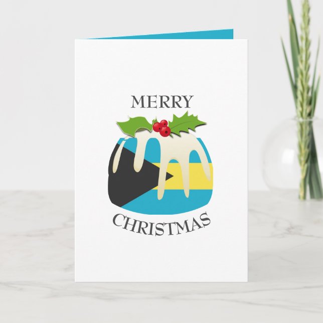 Cartes Pour Fêtes Annuelles DRAPEAU DE BAHAMAS| Christmas Pudding| Festif (Devant)