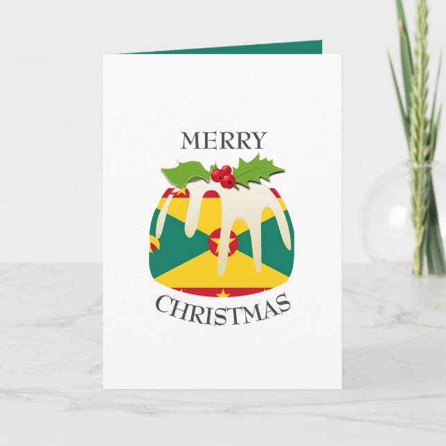 Cartes Pour Fêtes Annuelles DRAPEAU DE GRENADA | Pudding de Noël | Festive (Devant)