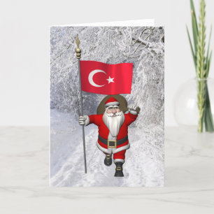 Cartes Pour Fêtes Annuelles Drapeau De La Turquie Au Père Noël